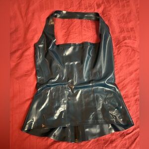 Blue Latex Halter Top